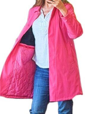 Esprit Bubblegum Pink Quilted Lined Car Coat Jacket Size L